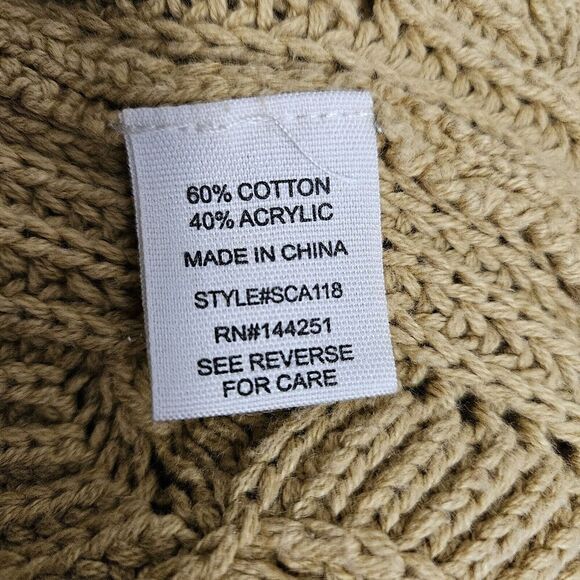 Moon Madison Sweater V-neck Gold Mustard Wavy Sculptured Knit Cropped Cotto Sz S - Picture 7 of 8